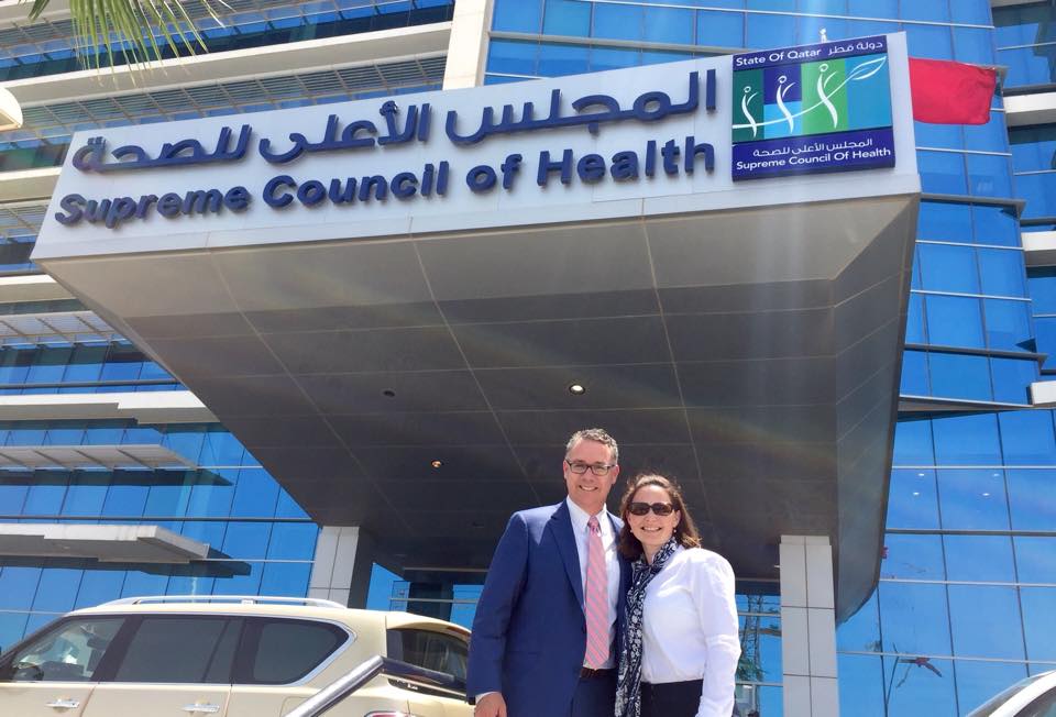 Karl and a colleague on a sales visit to theMinistry of Health in Qatar.